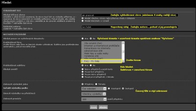Vyplňte alespoň klíčové slovo a klikněte na &quot;Hledat&quot;