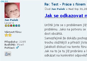 Tlačítko &quot;SZ&quot; pod Avatarem účastníka diskuse