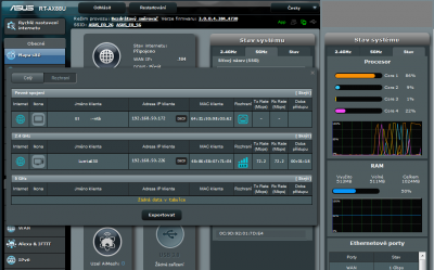 Mapa sítě / status