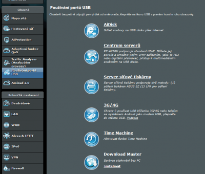 Možnosti USB portu