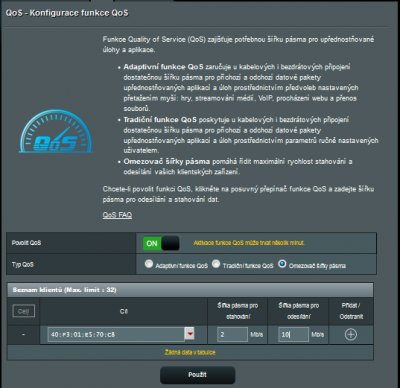 Omezení šíře pásma (rychlosti)